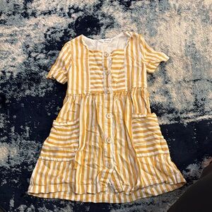 Zara Yellow and White Striped Kids Dress
